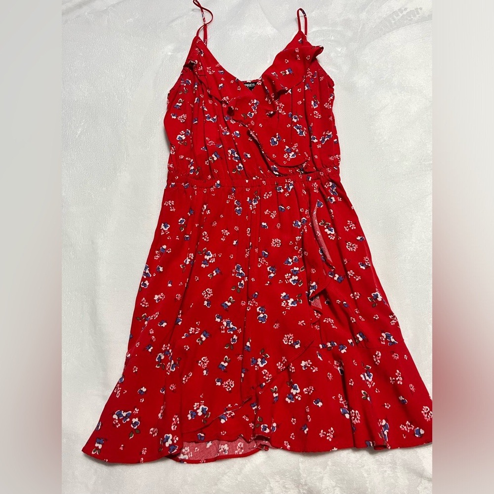 Express Red Floral Dress in Size Small